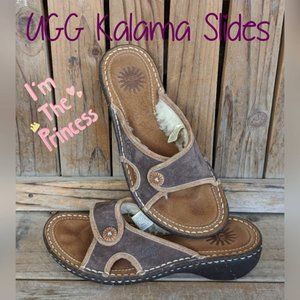 UGG Australia Kalama Brown Suede Slides, Size 5